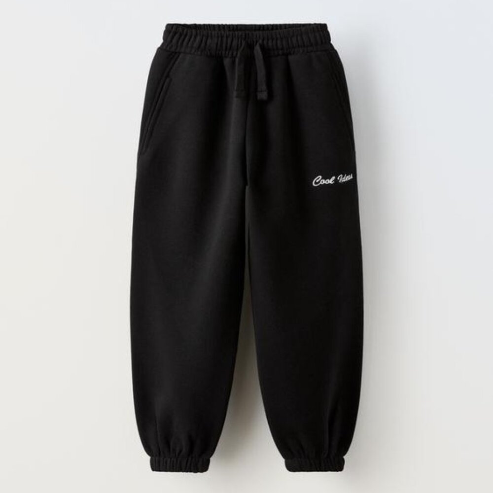 ZARA GIRL BLACK COOL IDEAS EMBROIDERED PLUSH SWEATPANTS SZIE 10